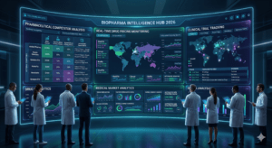 Healthcare data intelligence dashboard showing real-time drug pricing monitoring